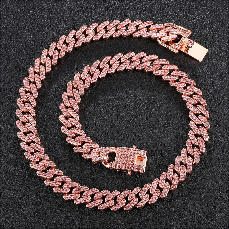 BiG-BOSS NEW Product Hip Hop Cuban Link Chain Choker Necklace Iced Out Rapper Crystal Necklace Fashion Bling Rhinestone Jewelry Gift