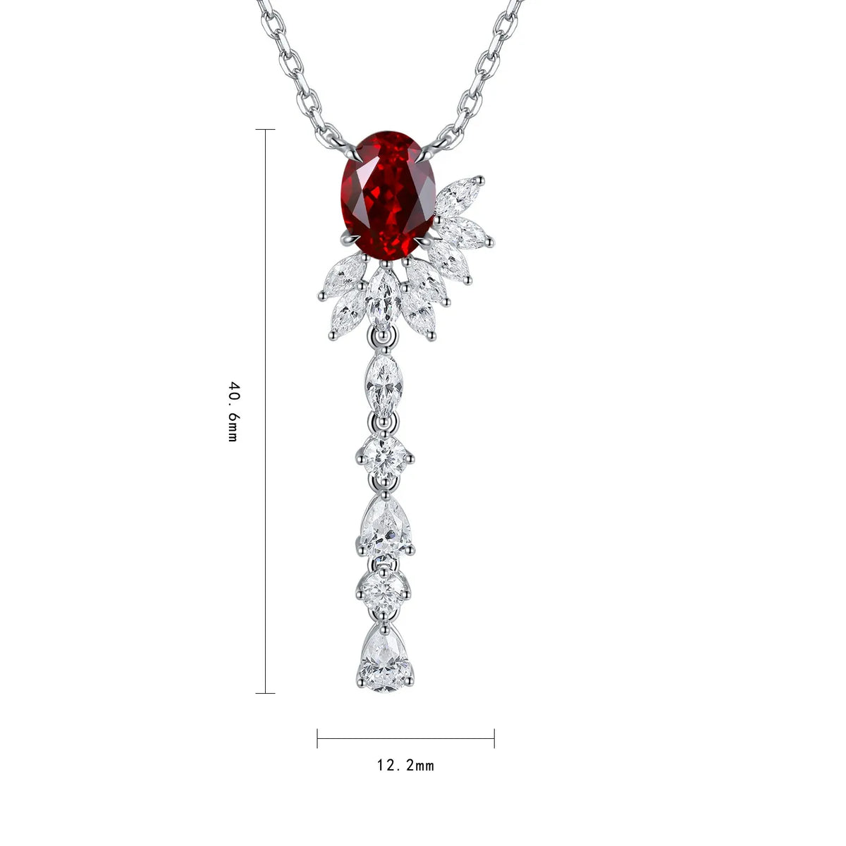 Gemfiori Anster 925 Sterling Silver High-quality Cultivated Ruby Necklace - Suitable for Parties or As a Gift