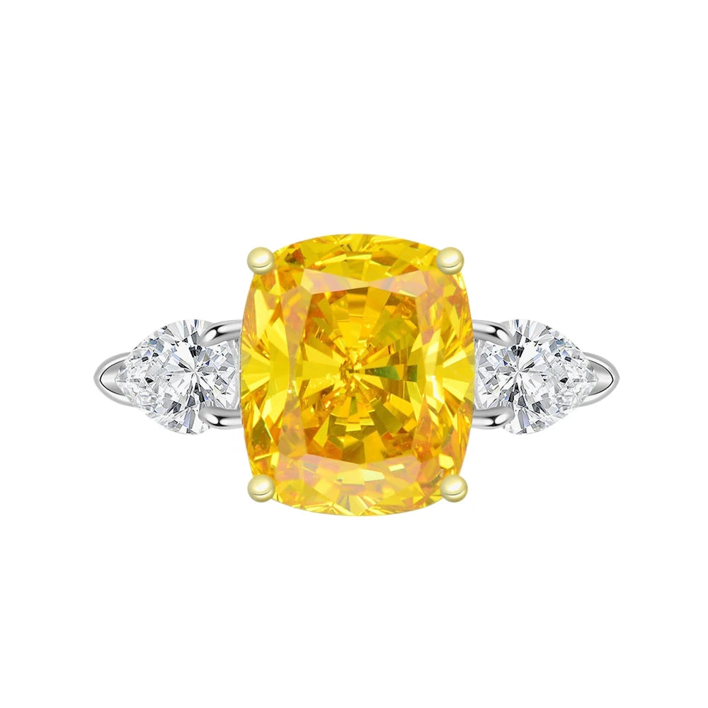 MuShan Jewelry Factory High End Simulation Diamond 10*12 Wedding Ring High Carbon Diamond 4 Carat S925 Pure Silver Ring