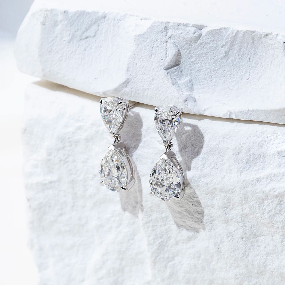 Gemfiori MSE-719 9K Gold Fancy Pear Cut Lab Grown Diamond 1ct Loose Lab Grown Diamond Earring Stud Earrings Factory Price Valentine Gift