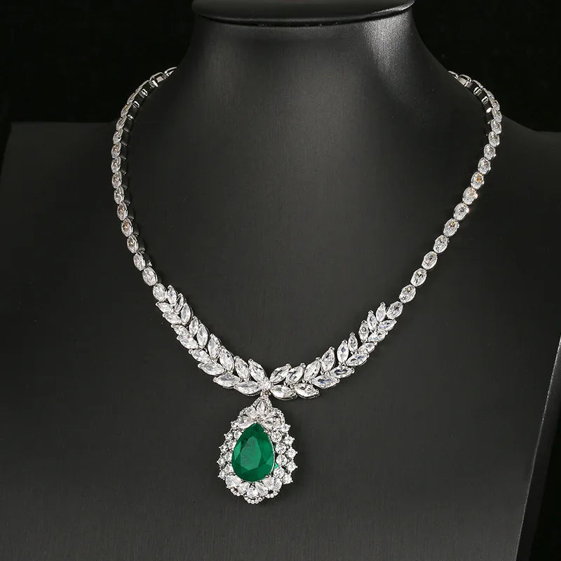 REDheart Fashion Copper Inlaid Zircon Gold-Plated Flower Shape Large Chain Simulation Corundum Advanced Wedding Banquet Drop