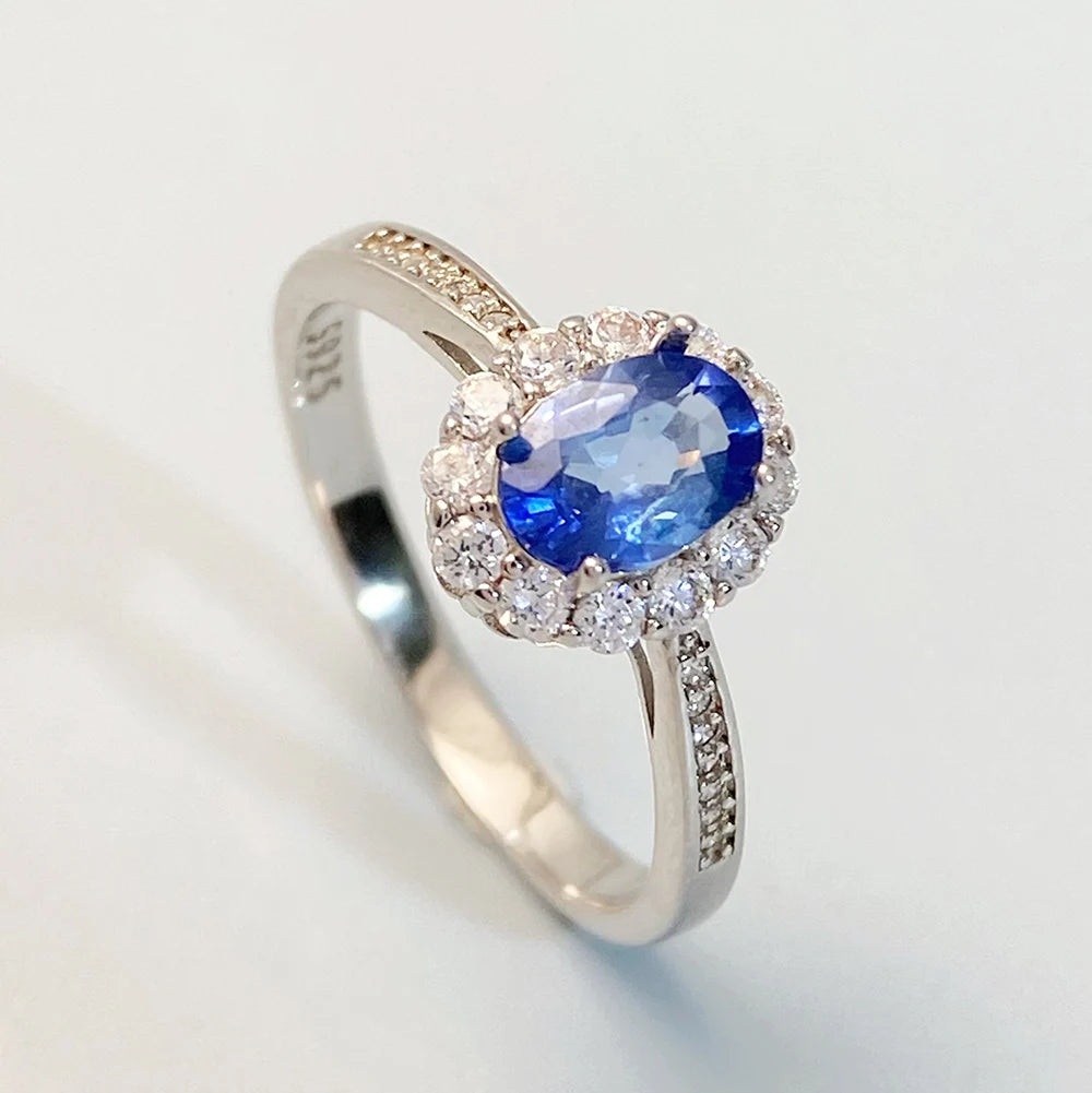 Gioiellieri Natural Tanzanite Ring for Engagement with 925 Sterling Silver December Birthstone Blue Gemstone Fine Jewelry Luxury Wedding