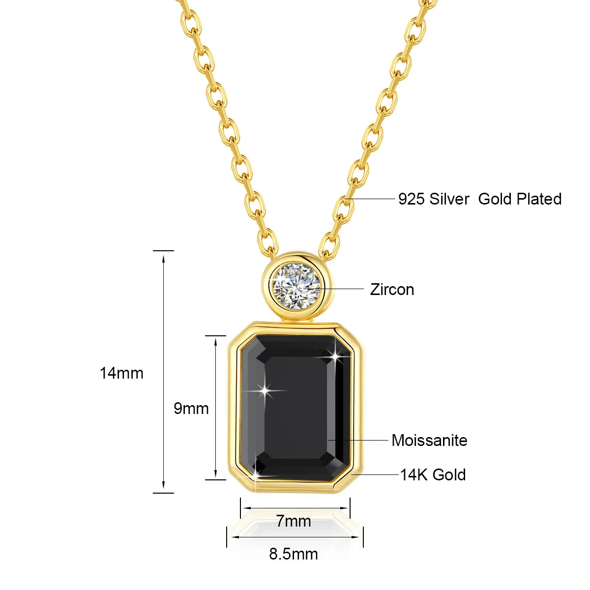 Gioiellieri Personalized Jewelry Woman Engagement Friendship Gift New Year 2 Carat 3 Carat 4 Carat Black Moissanite 14K Gold Hollow Pendant