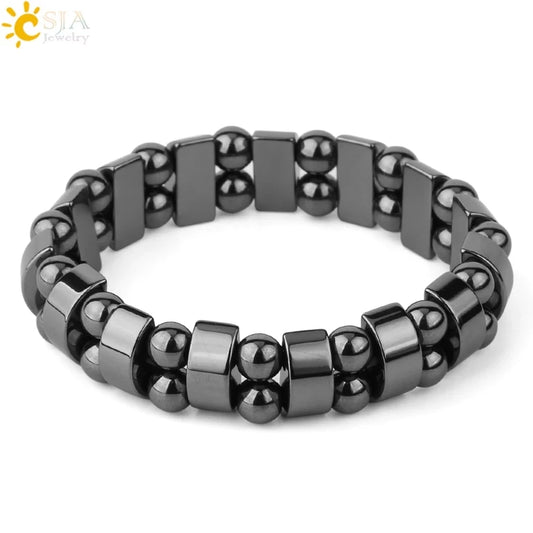 CSJA Hot Selling Magnetic Hematite Bead Bracelets Natural Stone Healing Energy Healthy Bracelet for Men