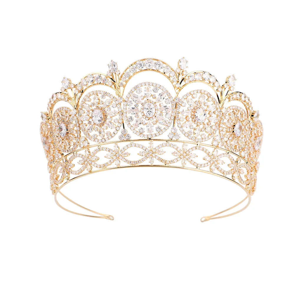 ROMANTIC Big Luxury Pageant Wedding Hair Accessories Crown Miss Universe Diamond Zircon Tiara