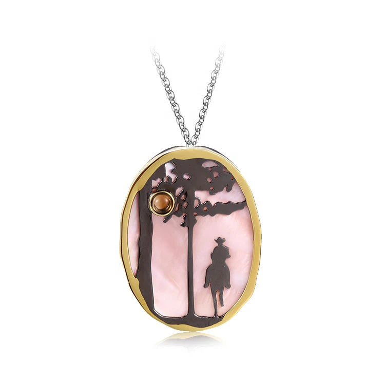 Perfect New Silver 925 18K Gold Plated Classic Citrine/Pink Mop Women's/Unisex Pendant Necklace with Factory Price