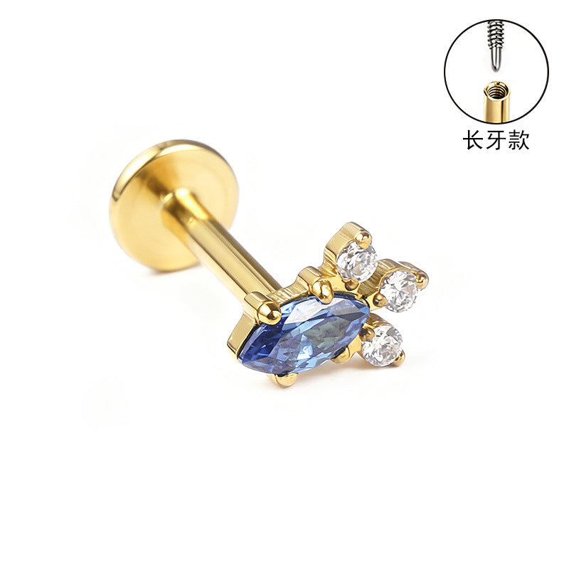 S&S ASTM F136 Titanium Zircon Helix Cartilage Stud | Gold | 31 Designs