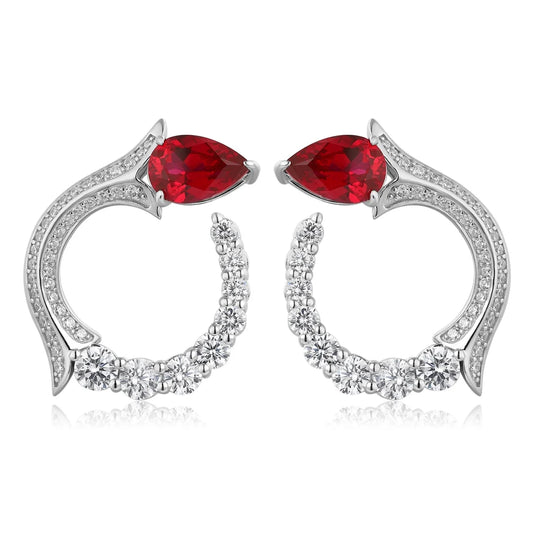 Gemfiori Anster High Quality S925 Lab Grown Ruby Earring Stud Dainty Gemstone Stud Earrings for Women Daily Wear Gift