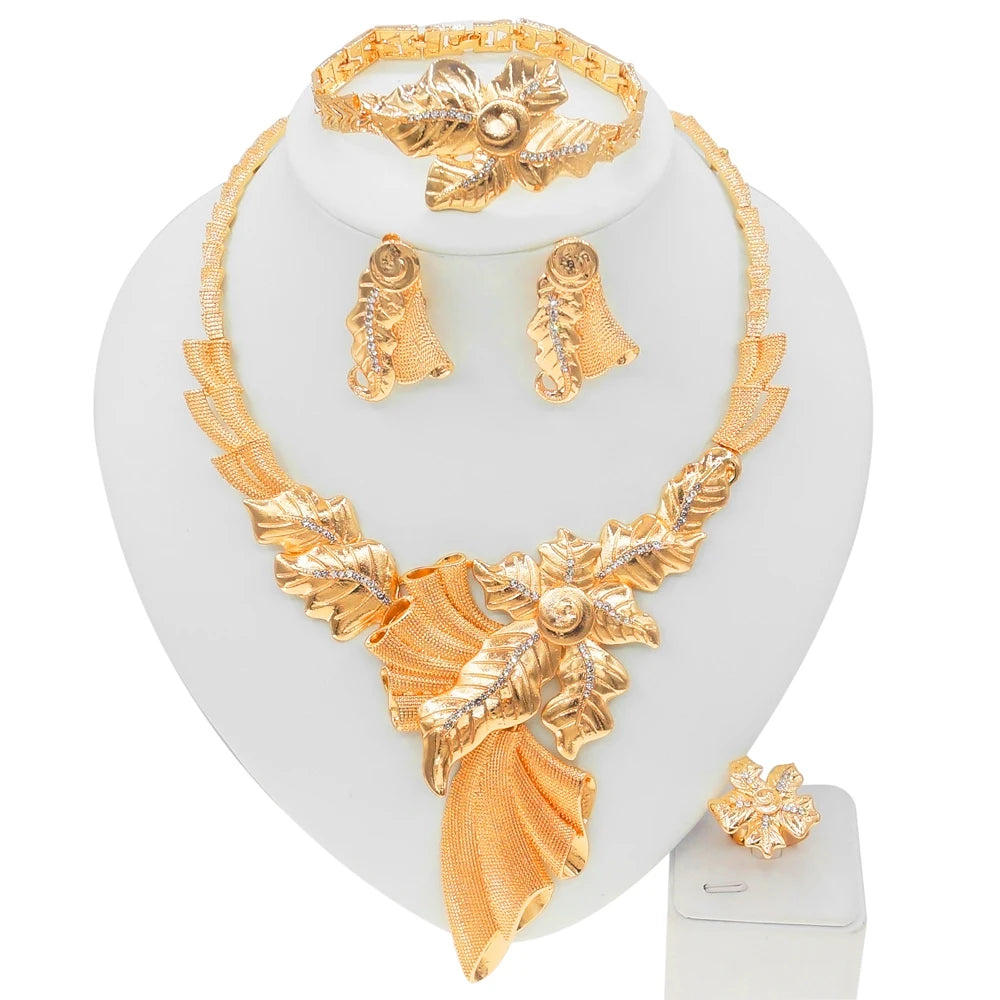 Zhuerrui Choking Necklace Bracelet Earrings Jewelry Set Brazilian Gold Luxury Jewelry Set Gold Plated Jewelry Set HC21050314