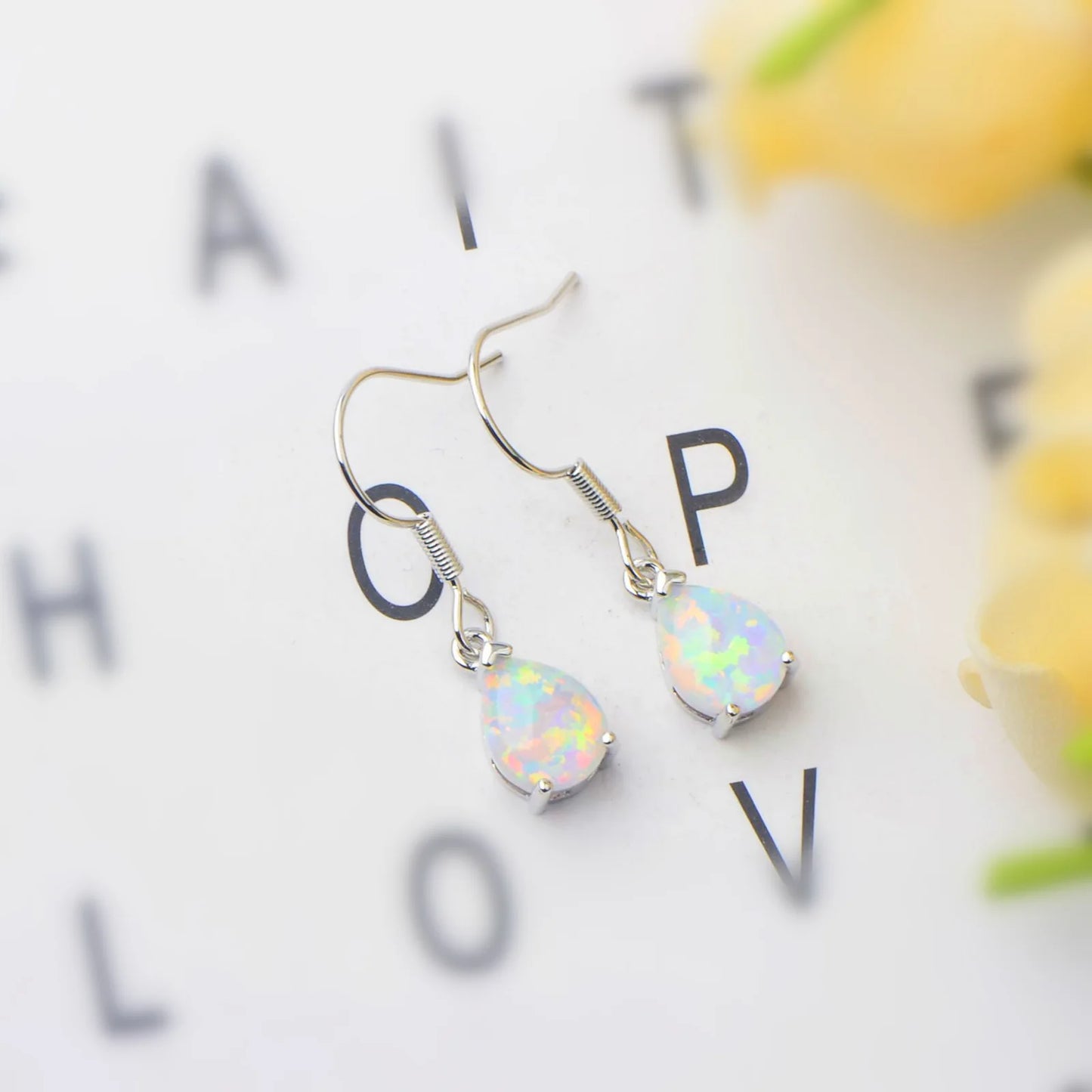 Aobao Style Water Drop Jewelry Opal Studs Cute Girls' Gem Jewelry