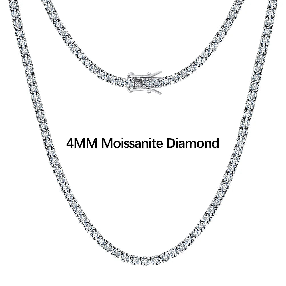 REBEL 3mm 4mm 5mm Moissanite Tennis Chain Iced Out Necklace Silver VVS Diamond Men Women Fine Jewelry Bracelet