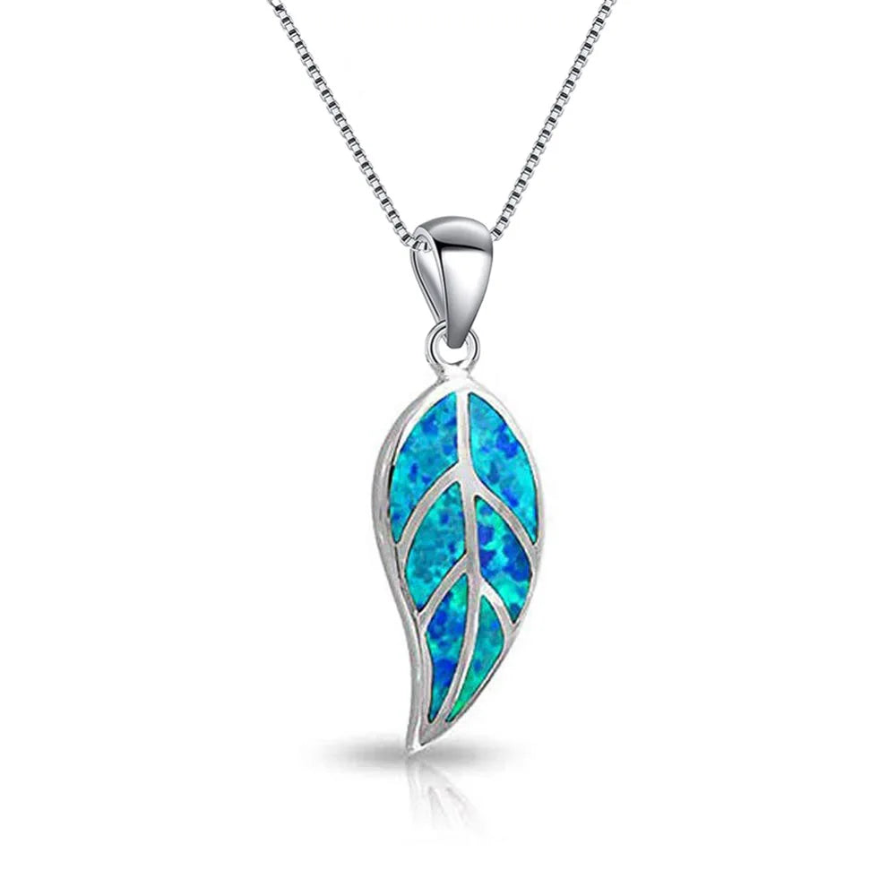 Opal Women's Bestseller Forest Series Anchor Necklace with Blue Pendant Copper Alloy Silver Plated Christian Box Chain Gift