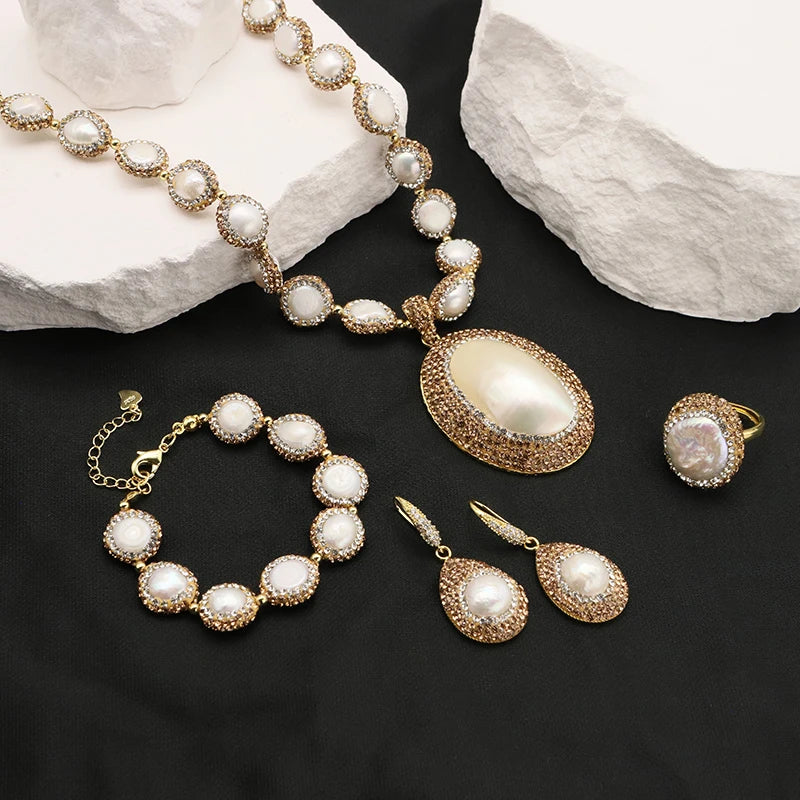 GLSEEVO 18K Gold Plated Zircon Bridal & Wedding Jewellery Sets — Luxury Vintage Collection | Necklace, Earrings, Ring & Bracelet