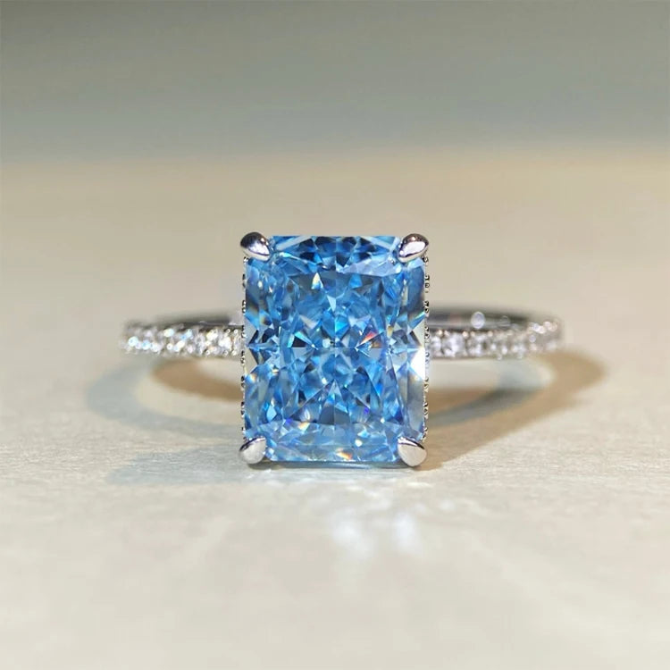 S&S 925 Silver Crushed Ice Cut CZ Ring | 5A+ Zirconia | Engagement & Wedding | Rhodium-Plated
