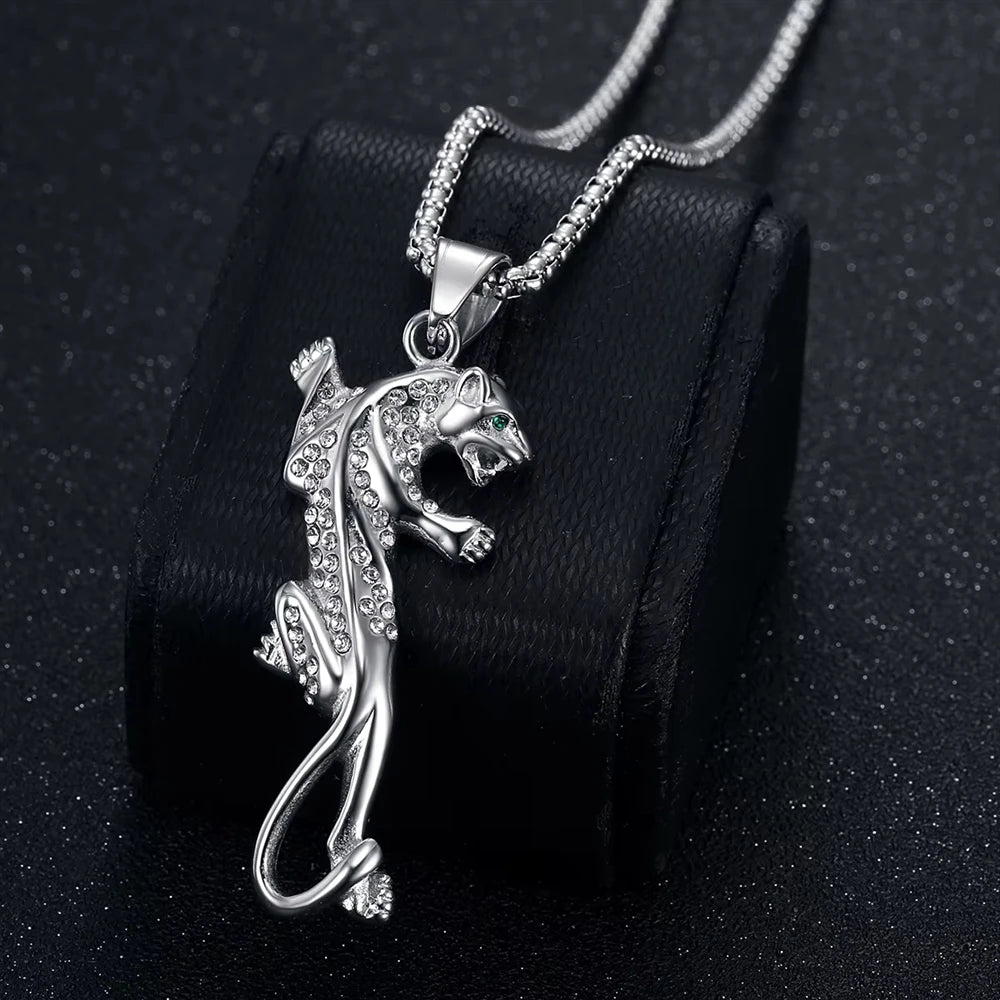 Hip Hop Animal Leopards Stainless Steel Pvd Gold Plated Pendant Jewelry Fine Fashion Jewelry Necklace for Men Women Wholesale