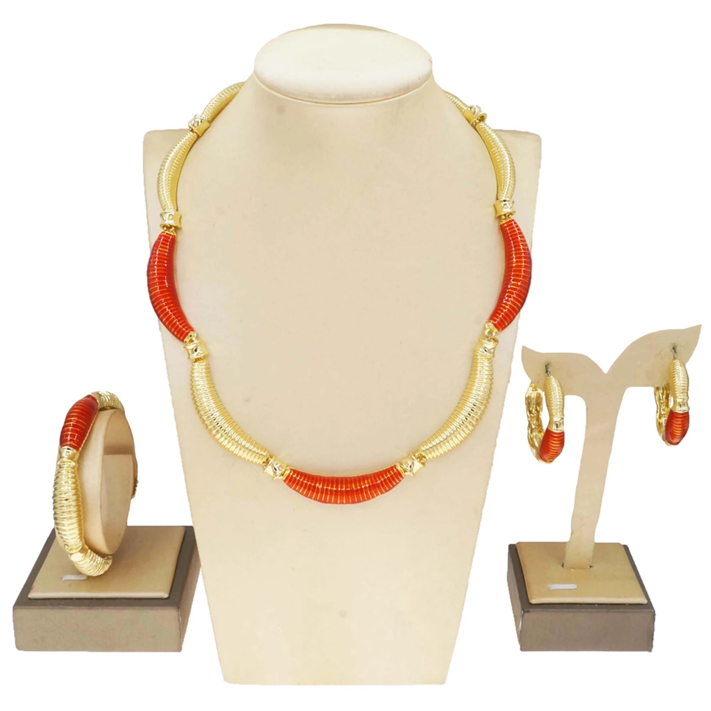 Zhuerrui Fashion Luxury Good Jewelry Sets Exquisite Red Necklace Ring Jewelry Set Factory Women's Festival Gifts HV004032