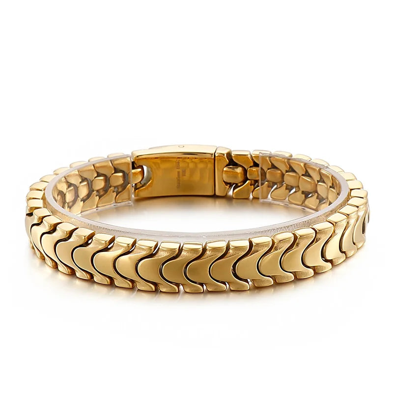 KALEN Trendy Fine Jewelry Fashion Bracelets Men Stainless Steel Snake Bone Links Bracelet Bangle