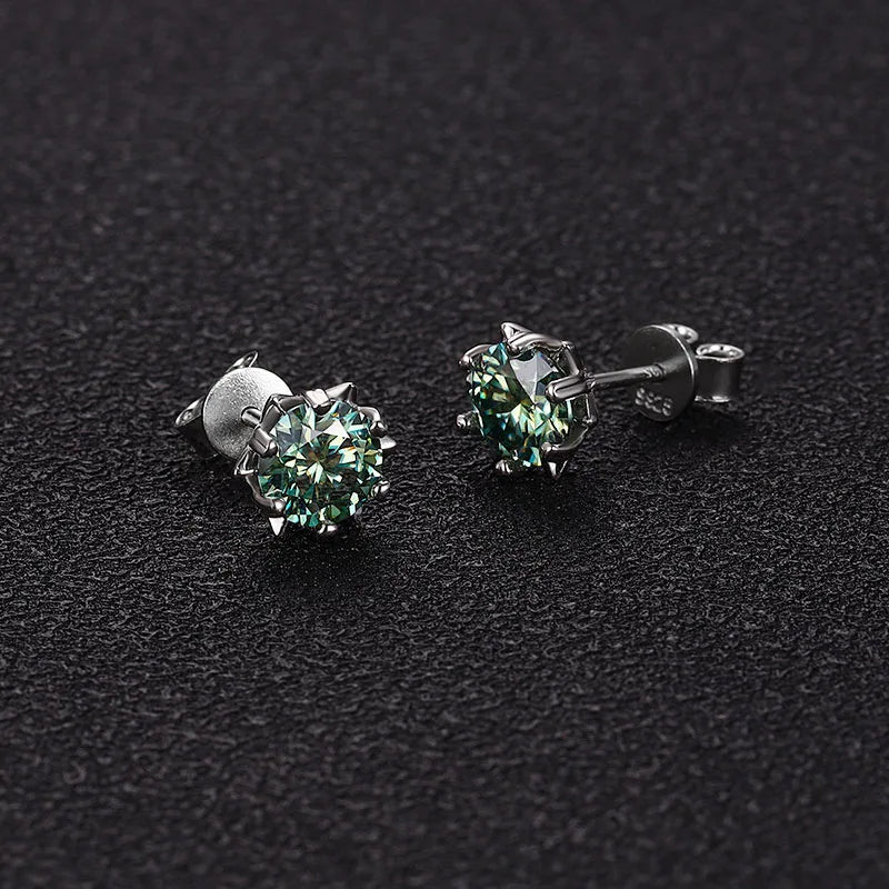 ArtistA Factory Jewelry 0.3-1CT Sparkling Round Moissanite Snowflake-Claw-Set Butterfly-Clutch 925 Silver Everyday Elegance Stud Earring
