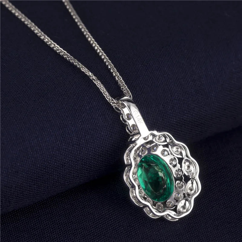 Gemfiori Messi Jewelry Necklace Women Square Pendant Trend Custom Emerald Made Gift White Gold Romantic Party Wedding Necklace