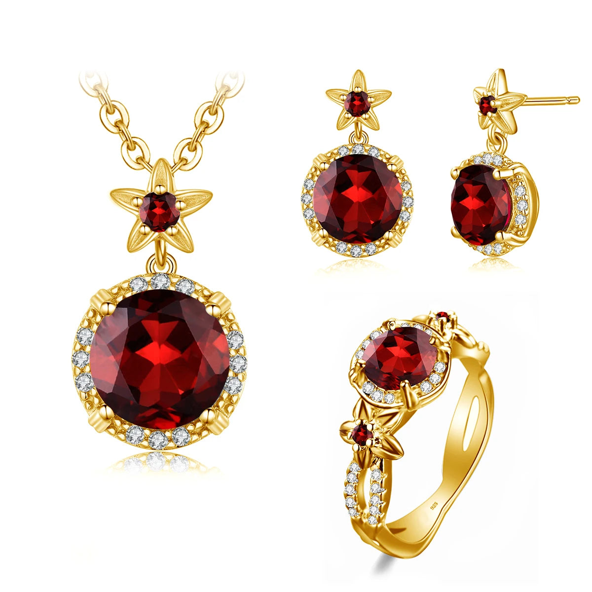 ArtistA Luxury Palace Style Amethyst Cubic Zirconia Sterling Silver Gold Plated Engagement Anniversary Bridesmaid Jewelry Gift Set