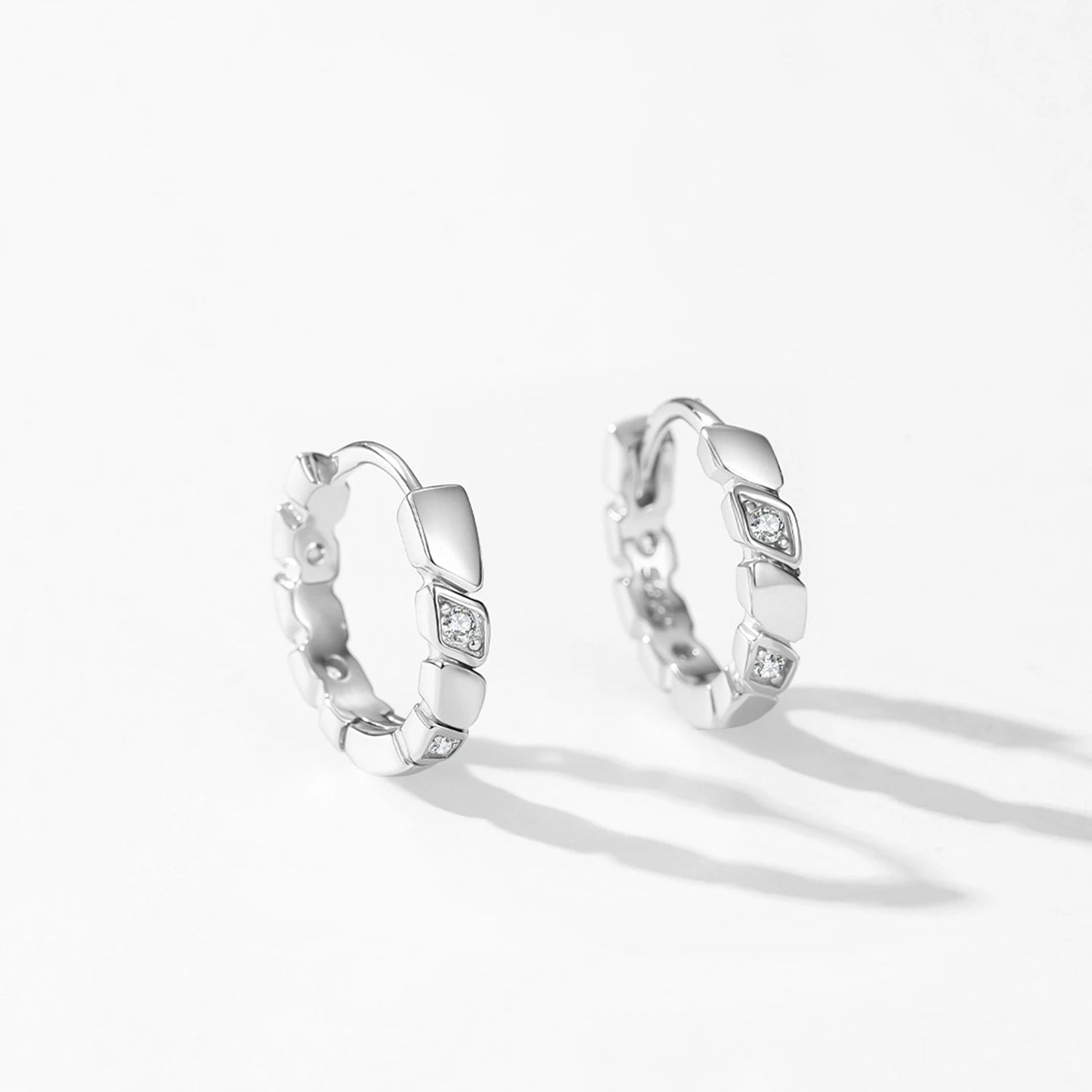 Ailmay 925 Sterling Silver Geometric Design Circle Pendant Necklace Hoop Earrings Set For Women's Holiday Or Anniversary Gift