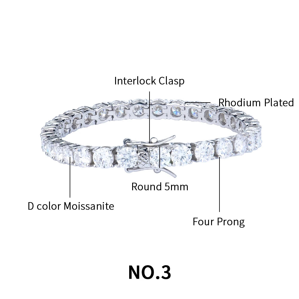 Wholesale Custom Women's Designer Gemstone Luxury 925  Silver Lab Grown Diamond Moissanite Cubic Zirconia Tennis Bracelet