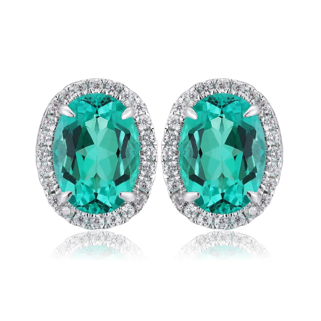 Gemfiori Anster High Quality S925 Lab Grown Emerald Earring Stud Dainty Gemstone Stud Earrings for Women Daily Wear Gift