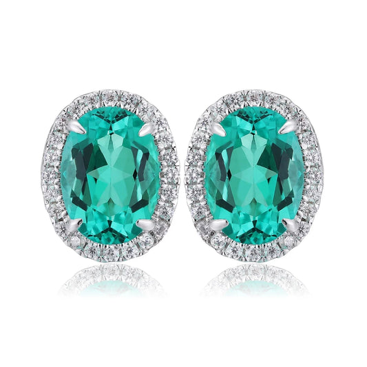 Gemfiori Anster High Quality S925 Lab Grown Emerald Earring Stud Dainty Gemstone Stud Earrings for Women Daily Wear Gift