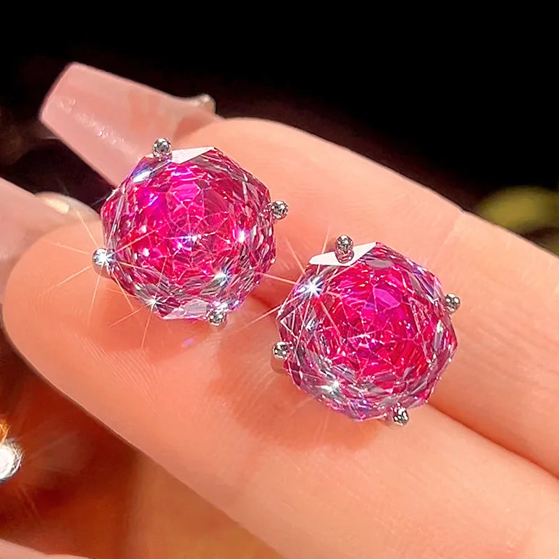 Gemfiori Fashionable Luxury Jewelry Rose Red Zircon Pendant New Exquisite Temperament and High-end Feeling Set