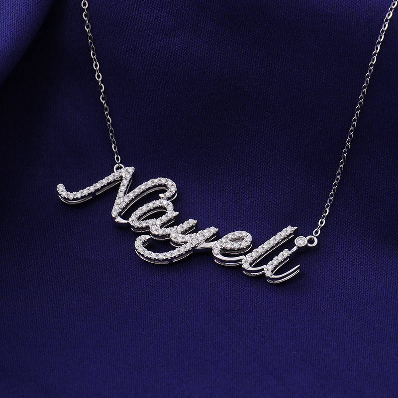Gemfiori Provence Gem 18k Solid Gold Custom Initial Alphabet Moissanite Diamond Letter Pendant Necklace 1.8inches