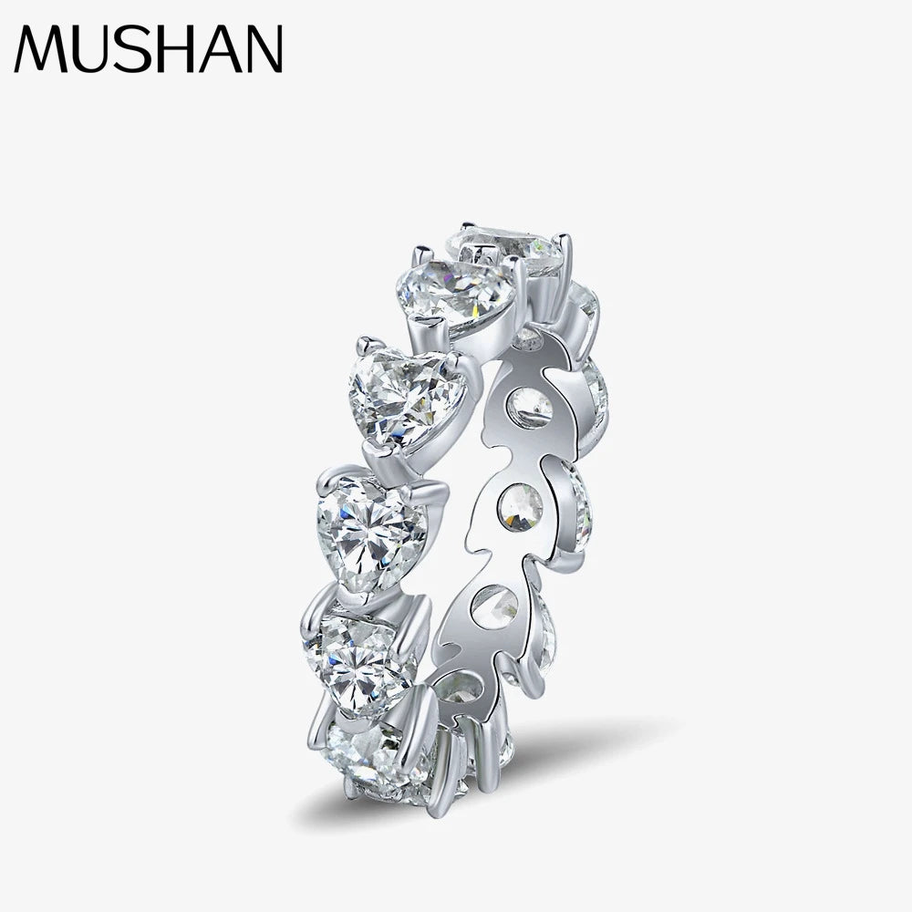 MuShan Jewelry Factory Popular 0.5 Carat Heart Shaped 5*5 Silver Ring Cross Border Retro Accessory From Europe and America