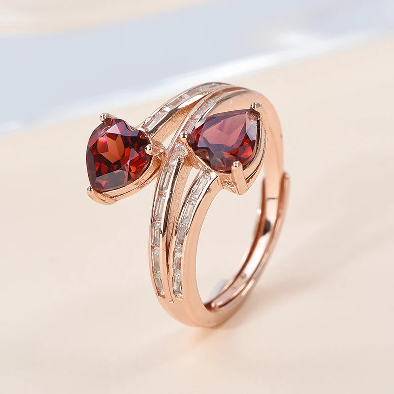 Gioiellieri Natural Garnet Rings Red Garnet Gemstone Rings for Jewelry Business With Custom Logo Bulk Orders Service