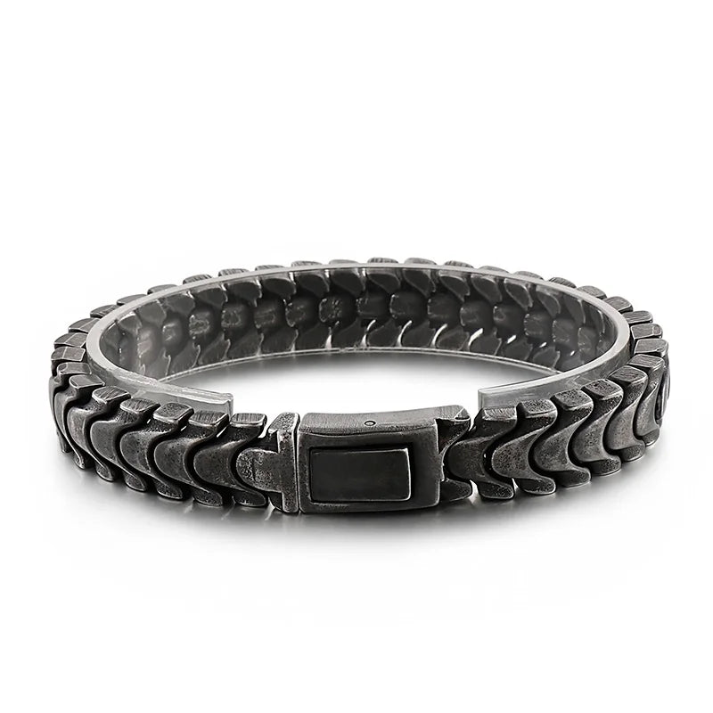 KALEN Trendy Fine Jewelry Fashion Bracelets Men Stainless Steel Snake Bone Links Bracelet Bangle