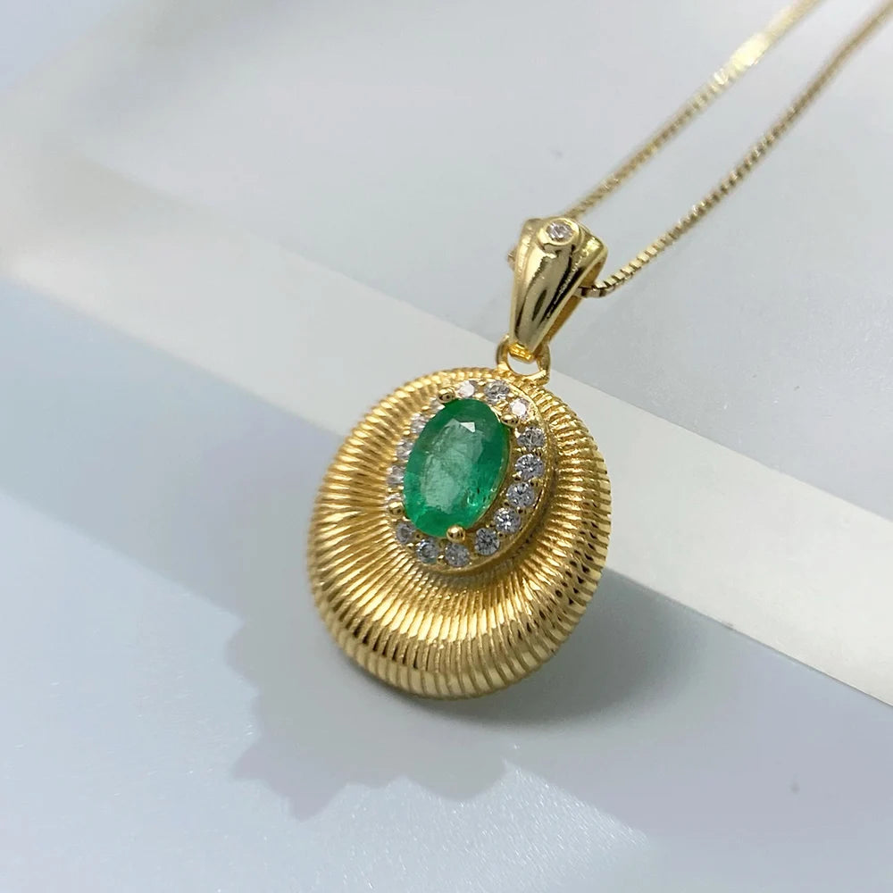 Gioiellieri Real Emerald Pendant Necklace with Natural Green Gemstone 925 Sterling Silver for Women May Birthstone Fine Jewelry Fashion Gift