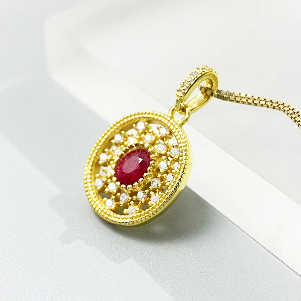 Gioiellieri Teardrop Ruby Pendant with Natural Red Gemstone for Women 925 Sterling Silver July Birthstone Fine Jewelry Elegant Wedding