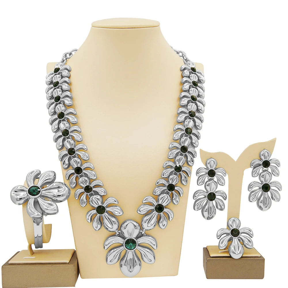 Zhuerrui 18k Pleated Personalized Necklace Bracelet Earrings Ring Jewelry Sets Italian Gold Plated Women's Jewelry Set H00483