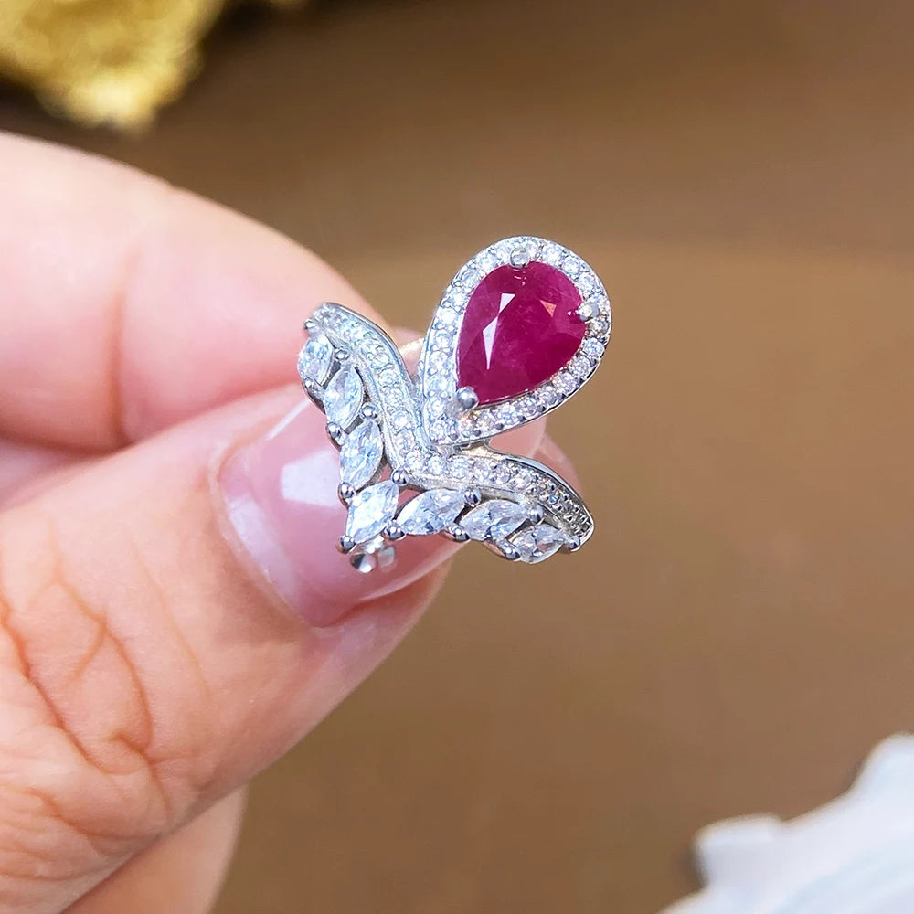 Gioiellieri 925 Sterling Silver Natural Ruby Rings Fashion Jewelry for Women Low Price Fine Jewelry Adjustable Daily Wear Finger Jewelry
