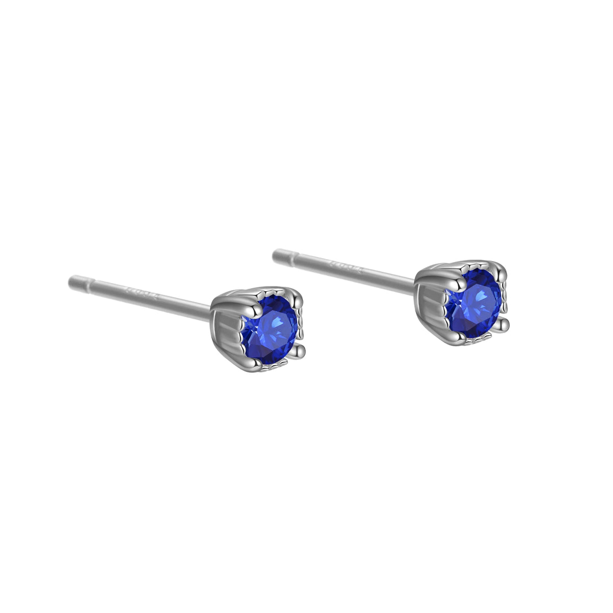 Trendy 925 Sterling Silver Stud Earring Bezel Claw Round White/Red/Blue/Black Colorful 5A CZ Earrings Gift for Women Mom