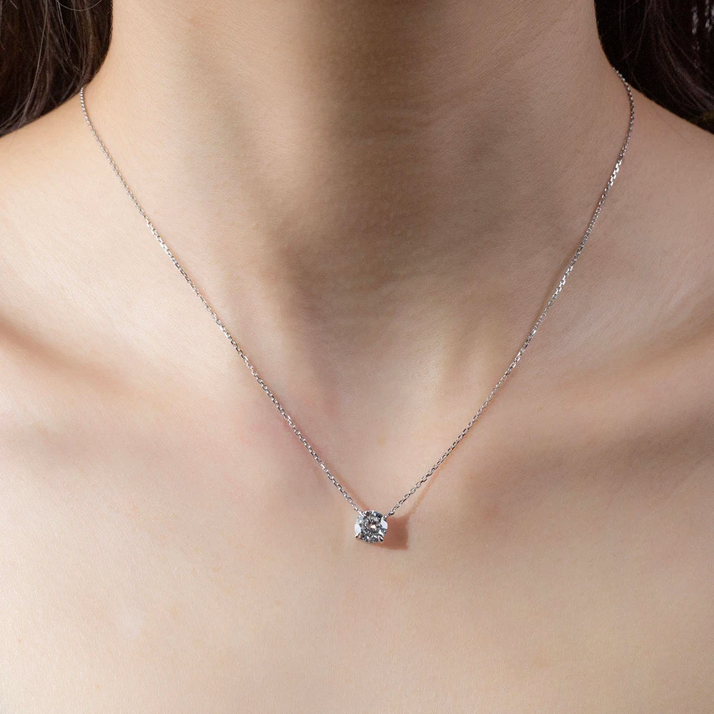 Gemfiori MSN-961 9k with 1ct Loose Lab Grown Diamond Pendant Necklace for Woman Custom Jewelry Valentine's Gift for Girlfriend