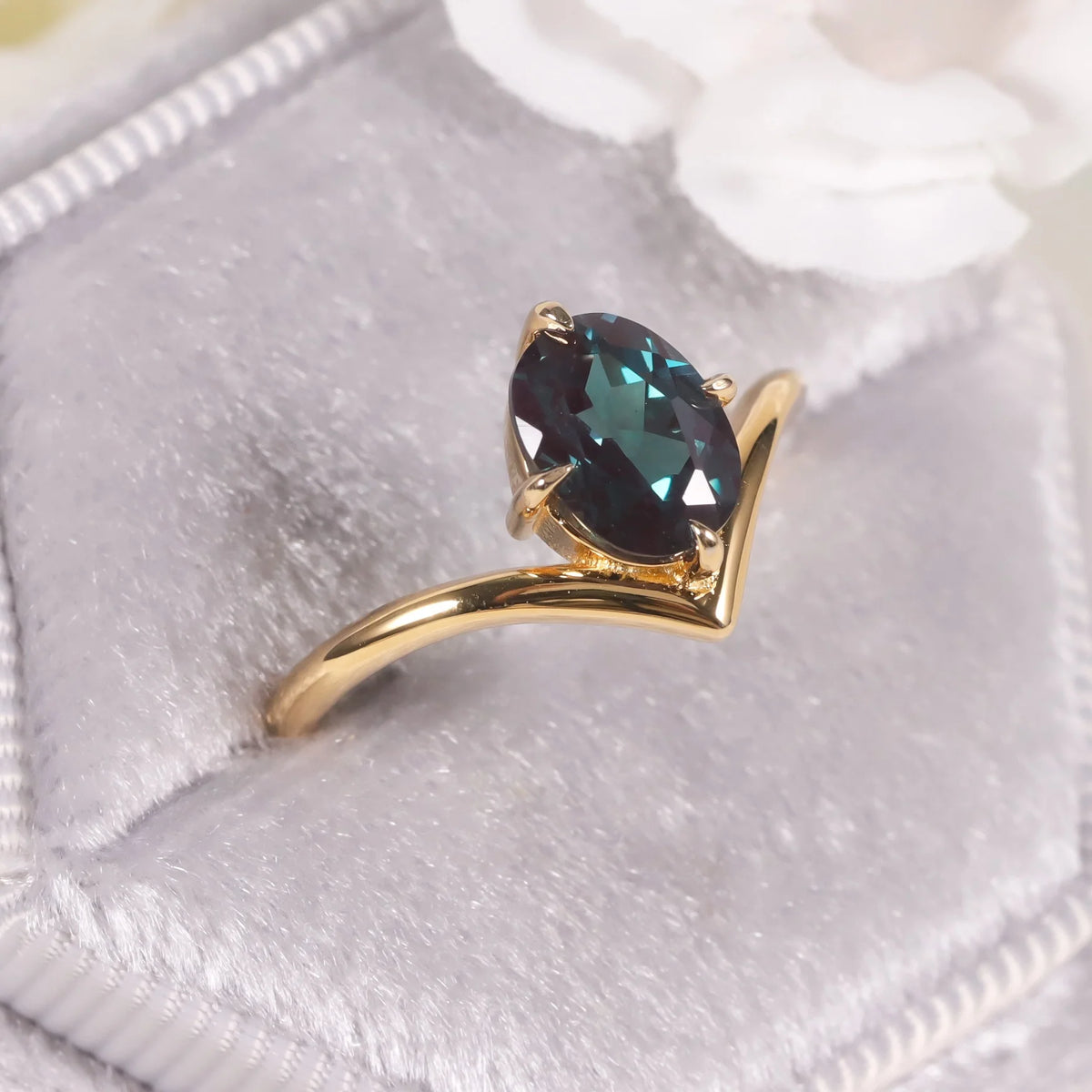 Gemfiori Price 925 Sterling Silver Gold Plated Colorful Gemstone Oval Cut 6x8mm Drop-Shaped Dainty Gemstone Tear Drop Ring