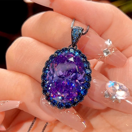 Gemfiori High Quality Luxury Jewelry Blue Sparkling Colorful Zircon High-end Set Birthday Gift