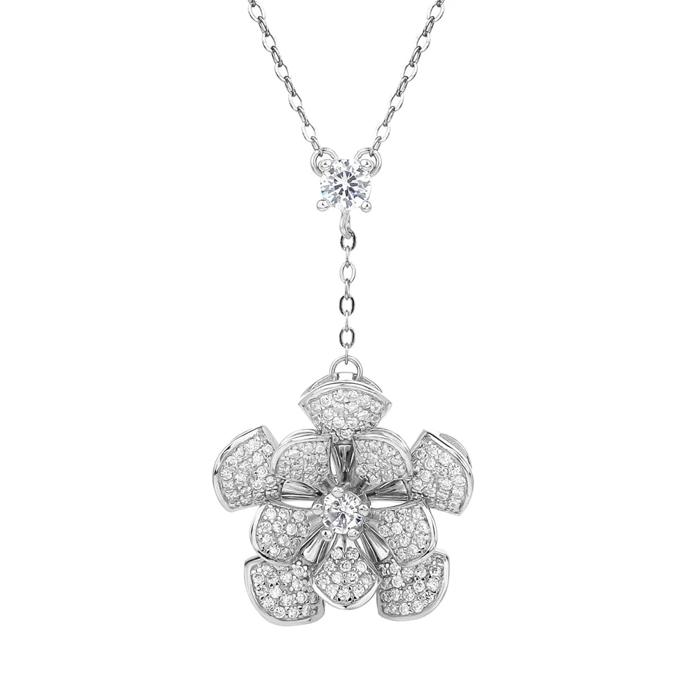MUSHAN Rhodium Plated S925 Sterling Silver Necklace High End Women Jewelry With Electroplated Gold and High Carbon Diamonds