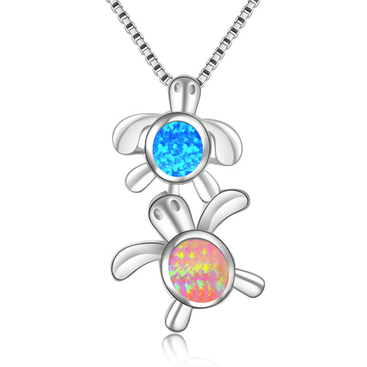 Aobao Couple Turtle Necklace, Turtle Pendant, Sweater Chain, Opal Necklace
