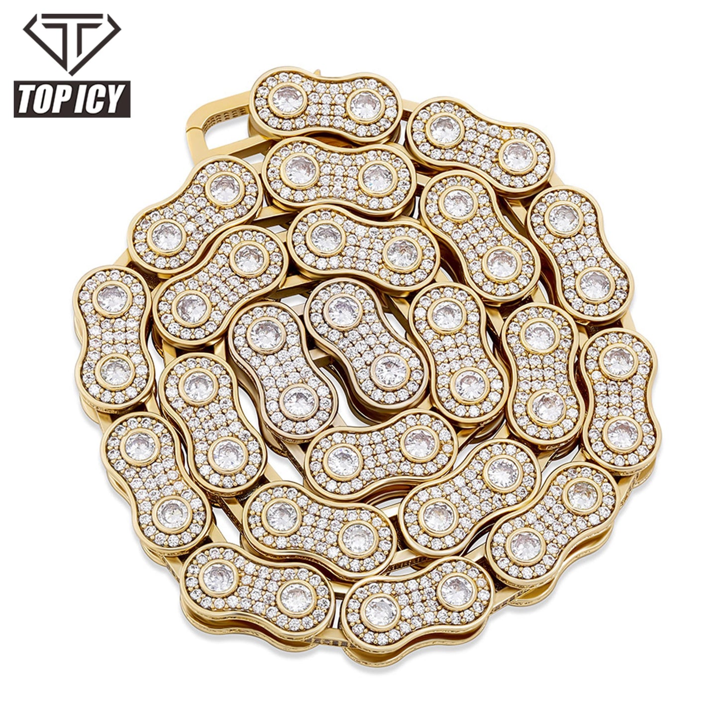 Hip Hop 5A Zircon INS Bicycle Chain Design Luxury Men's Cuban Link Necklaces Rhodium Plated for Parties Weddings Wholesale
