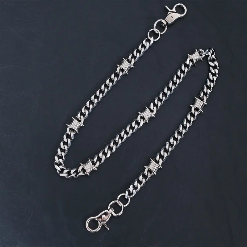 New Stainless Steel Bamboo Chain Hip Hop Punk Unisex Cuban Waist Chain Pants Accessories
