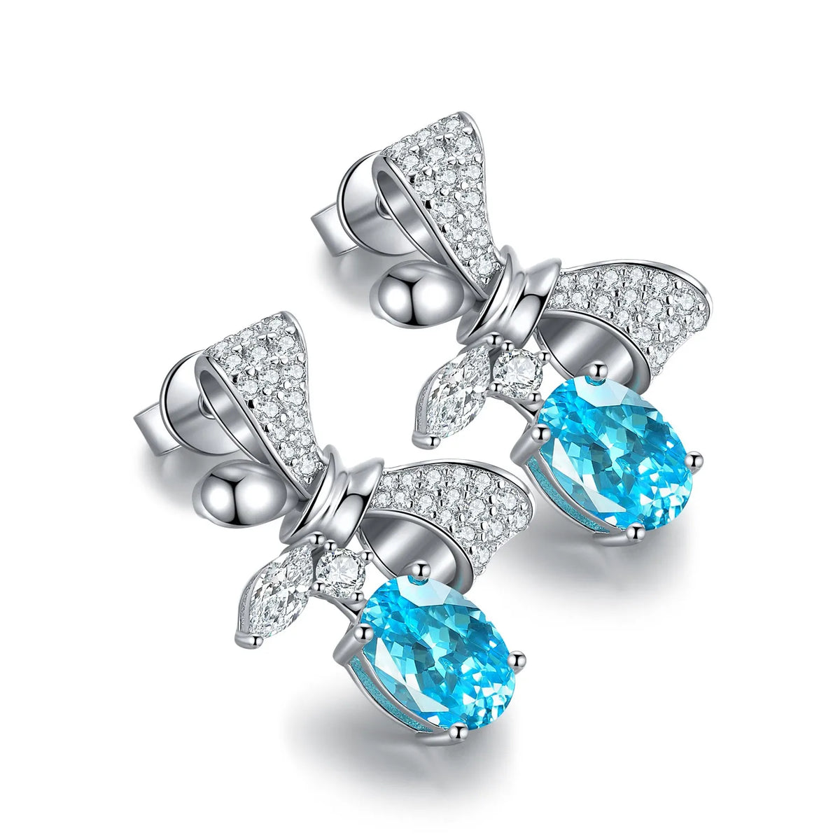 Gemfiori Anster High Quality S925 Lab Grown Paraiba Earring Stud Dainty Gemstone Stud Earrings for Women Daily Wear Gift