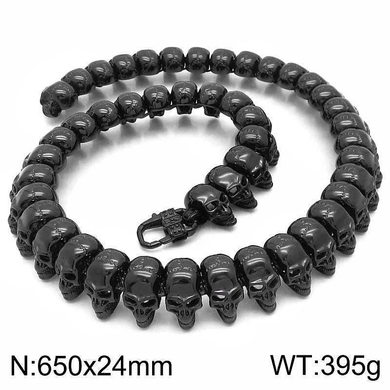 REBEL European American Hip Hop Skeleton Men's Stainless Steel Skeleton Chain Ghost Head Necklace Creative Personality Bracelet