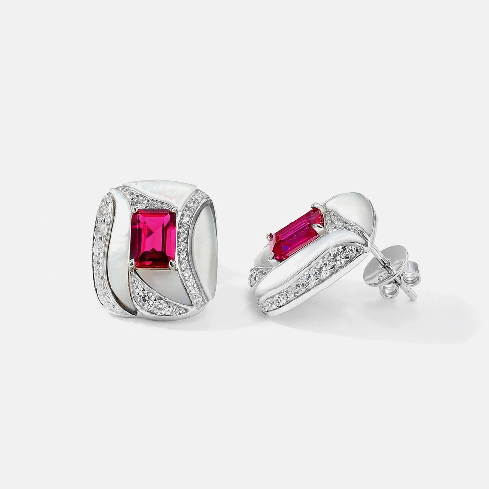 MUSHAN Jewelry Factory Pure Silver Stud Earrings With High End Feel High Carbon Diamond Mother of Pearl Jewelry Earrings