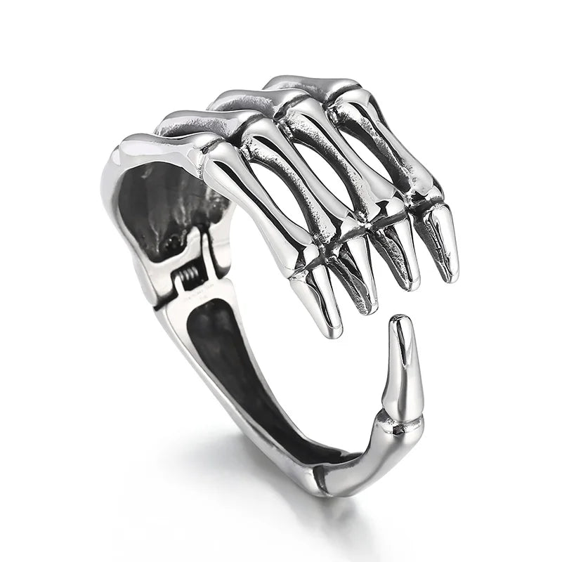 VIKING Mens Skeleton Devil Claw Cuff Bangle – Brushed Stainless Steel