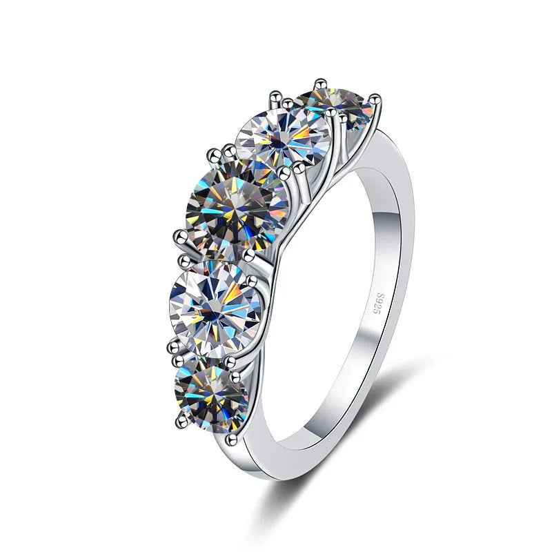 Fine 3.6CT VVS1 D Moissanite Row Rings 925 Sterling Silver Jewelry Pass Diamond Tester Colored Moissanite Rings for Women